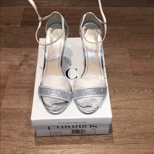 White Satin Caparros Heels